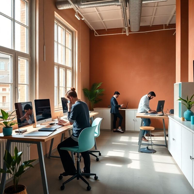 Interno di uno studio moderno con cinque professionisti al lavoro a Parma