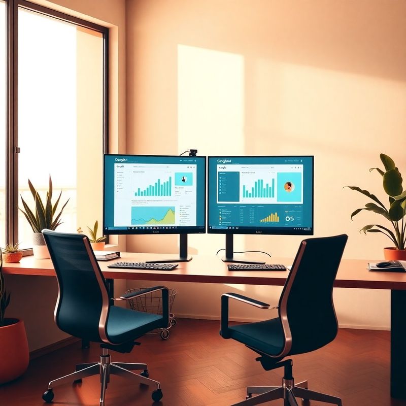 Doppio monitor con dashboard di campagne pubblicitarie