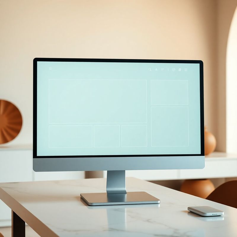 Monitor che mostra una wireframe teal-modern pulita e ordinata